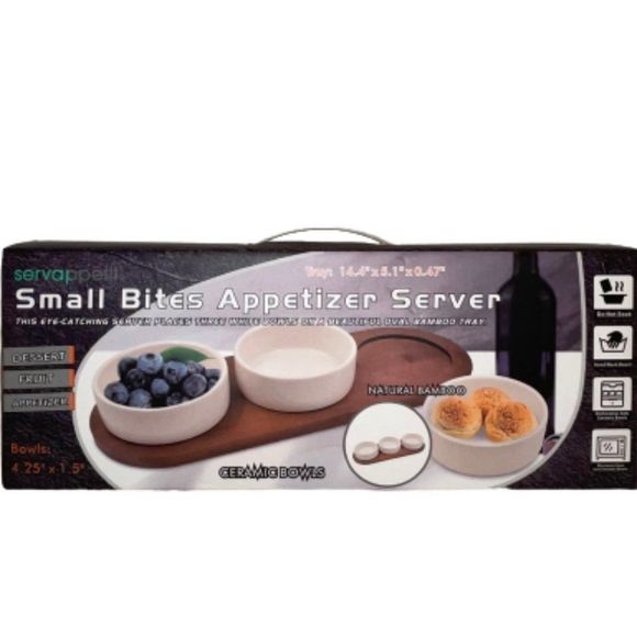 🆕Bowls Small Appetizer with Bamboo Server                                     . - Picture 2 of 2